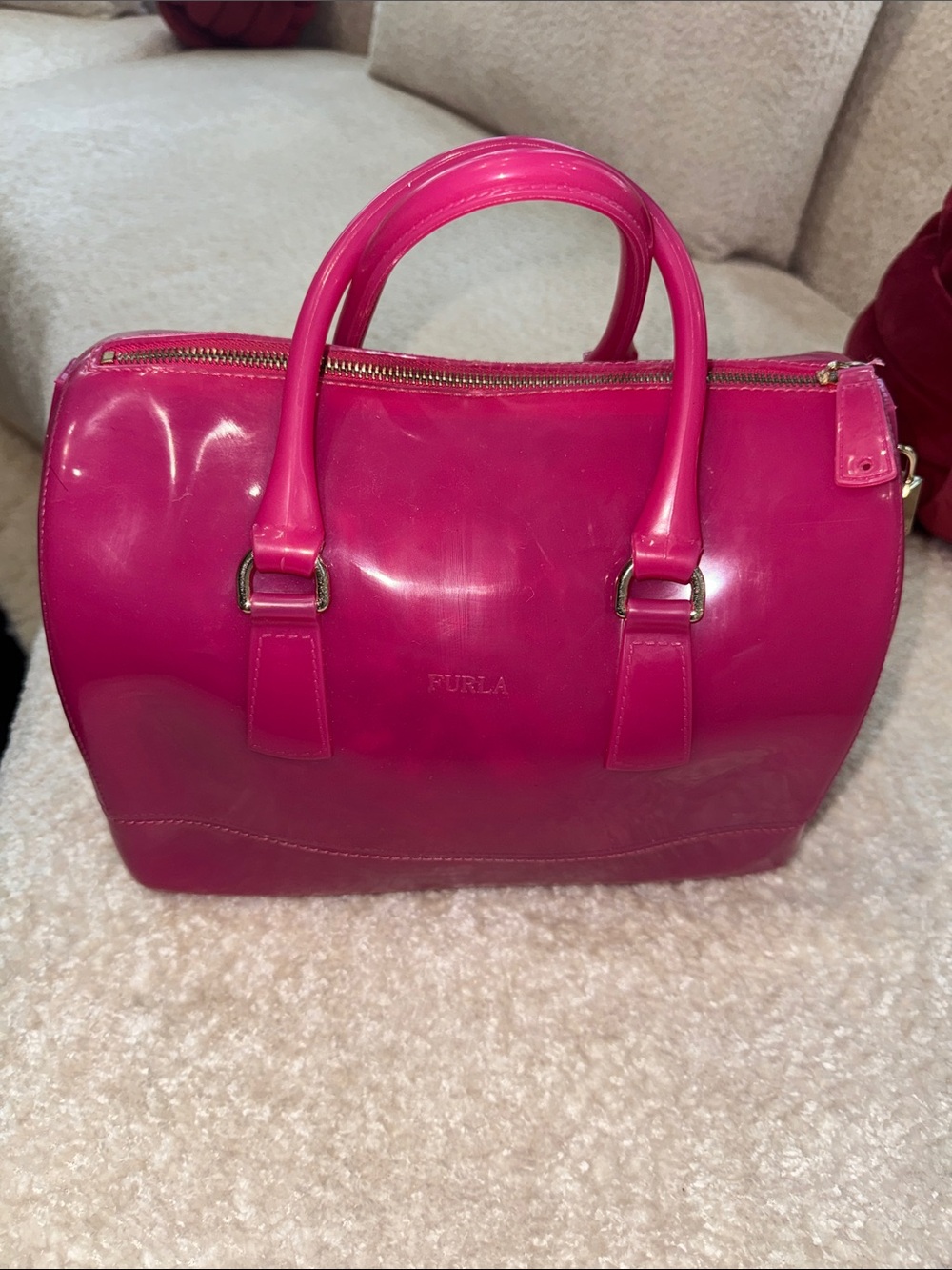 Furla Hot Pink Patent Dome Satchel